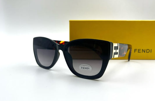 Fendi Style Black Cat-Eye Sunglasses for Women – Grey Gradient Lens