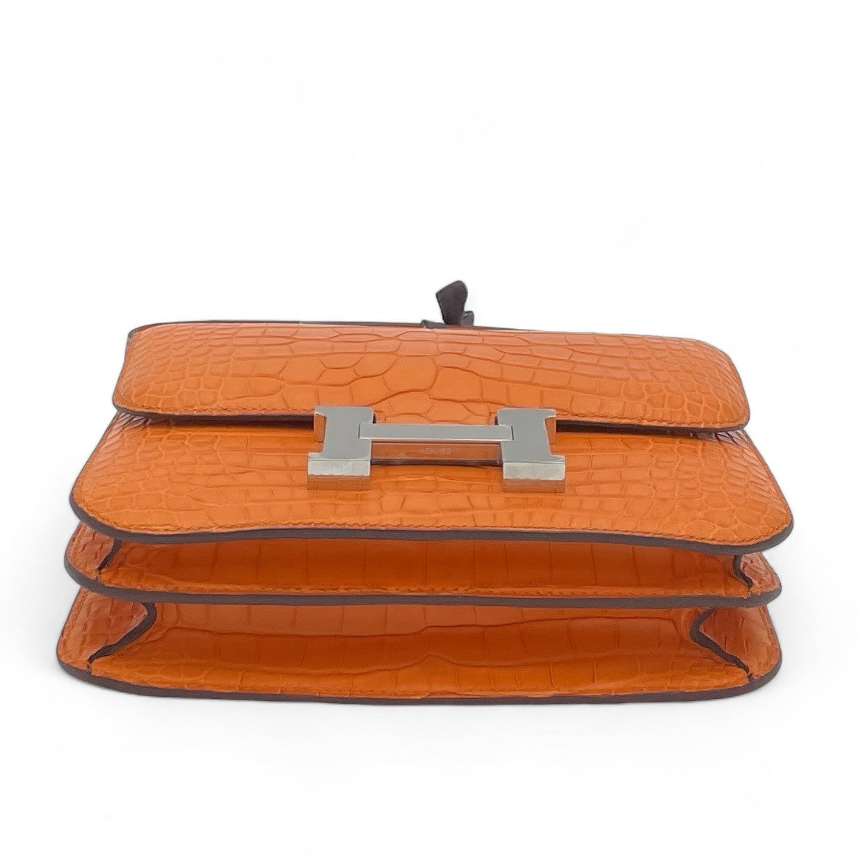 Hermès Constance-Inspired Orange Croc-Embossed Bag