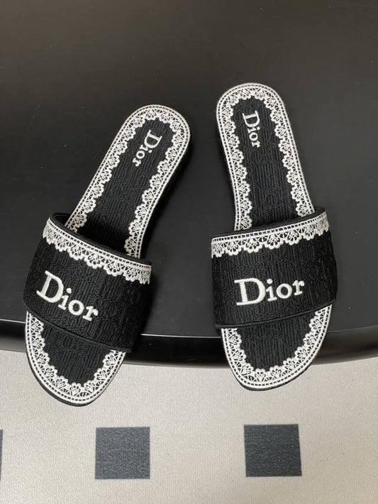 Christian Dior Women's Black Dway Slide Sandals.