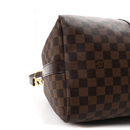 Brown Checkered Leather Keepall Bandoulière-Inspired Duffle Bag
