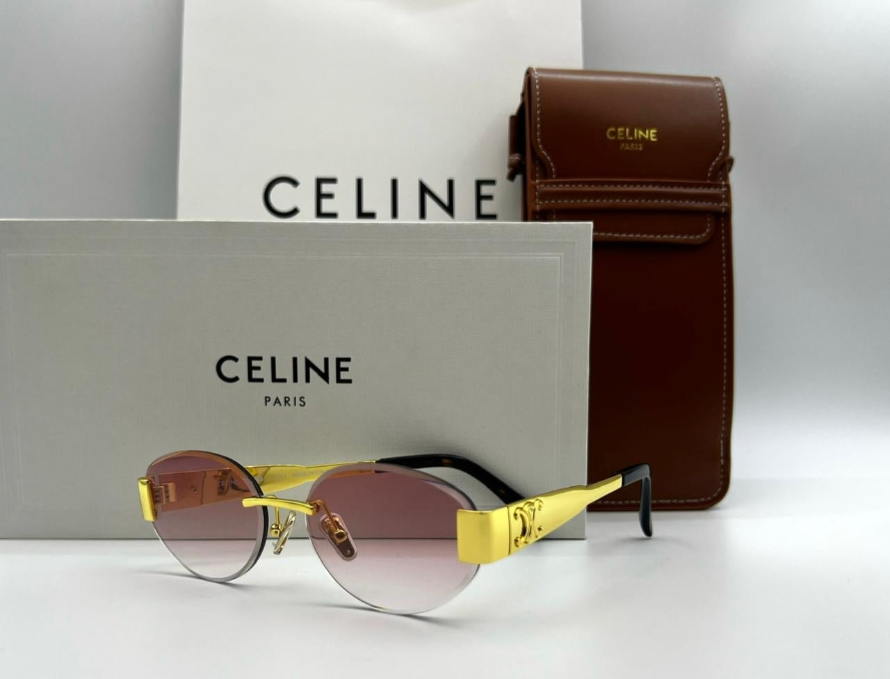 Celine Paris Gold Oval Sunglasses