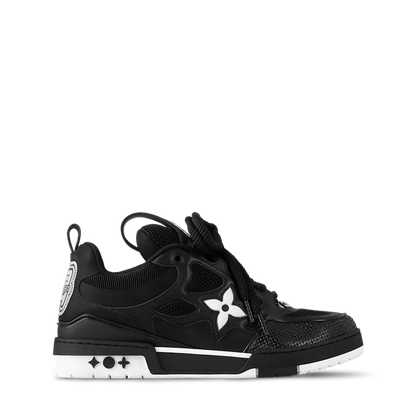 Black & White LV-Inspired Flower Skate Sneakers
