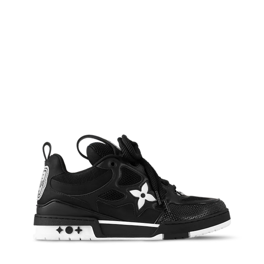 Black & White LV-Inspired Flower Skate Sneakers