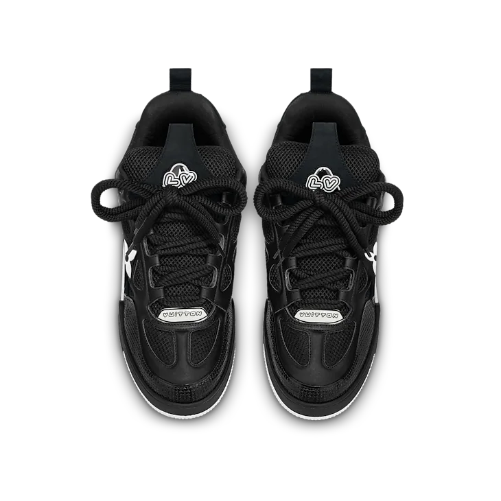 Black & White LV-Inspired Flower Skate Sneakers