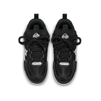 Black & White LV-Inspired Flower Skate Sneakers