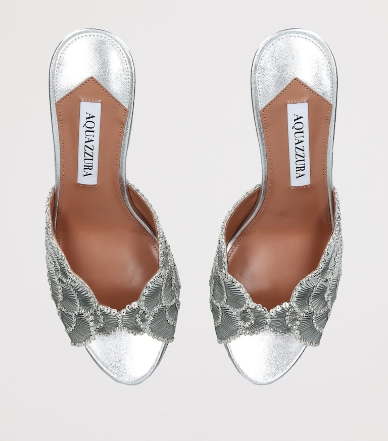 Silver Crystal Embellished Heeled Sandals