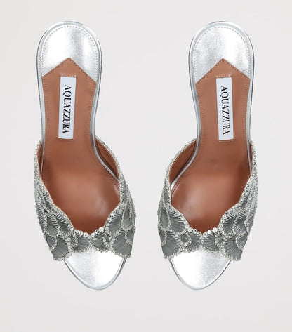 Silver Crystal Embellished Heeled Sandals