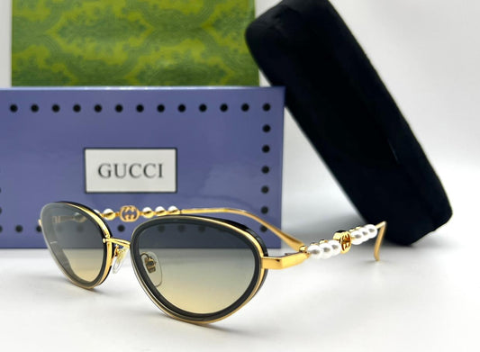 GUCCI Sunglasses with Pearl Temple Details – Gold & Black