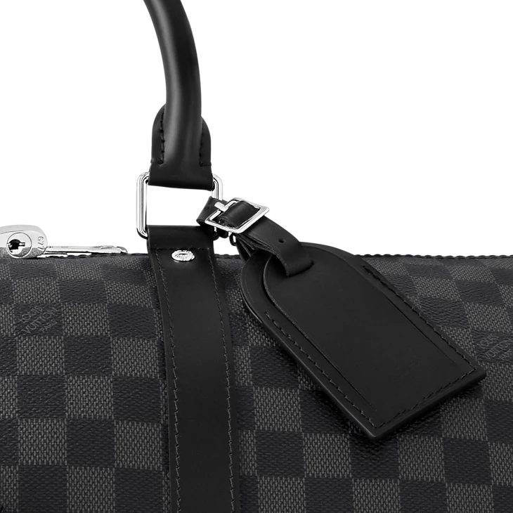 Gray Checkered Leather Keepall Bandoulière-Inspired Duffle Bag