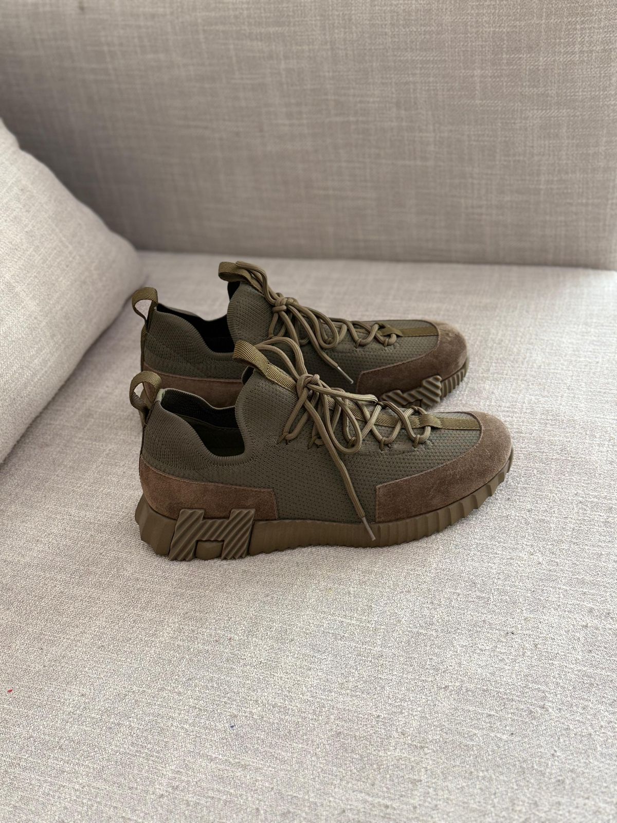 Lift Slip on Hermes Sneaker 
Olive Green