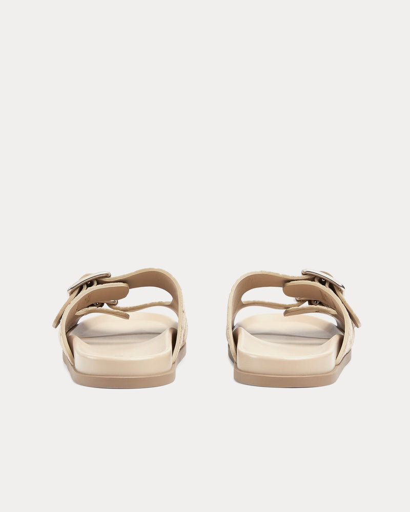 Gucci GG Double Buckle Suede Slide Sandals – Luxury Italian Footwear | Cream Ivory