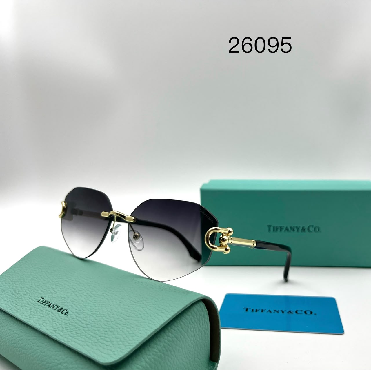 Rimless Oversized Sunglasses – Gold Hardware Accent