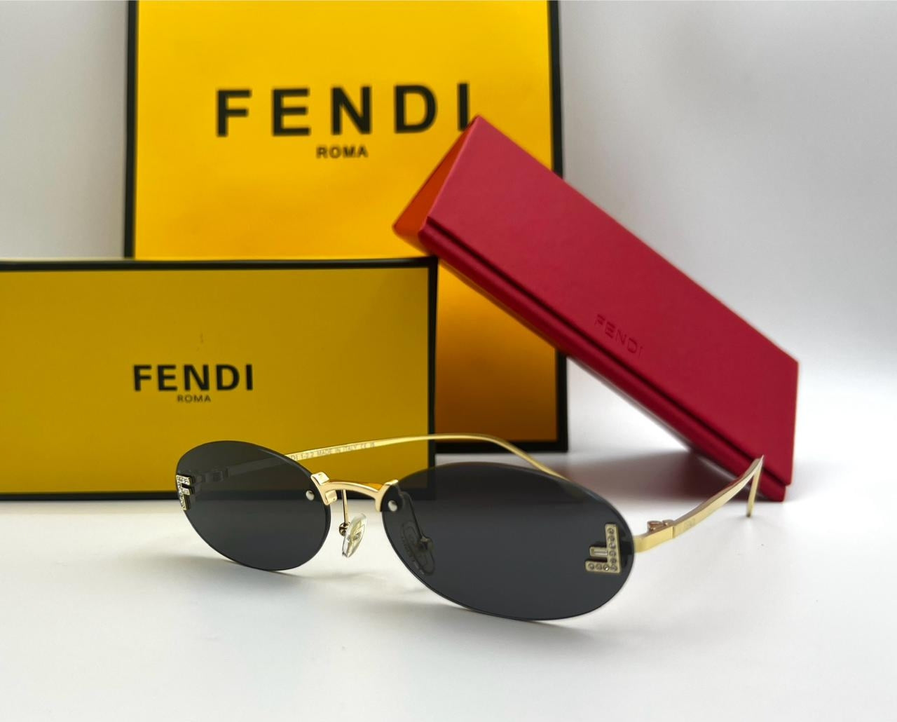 Fendi Roma Rimless Oval Sunglasses