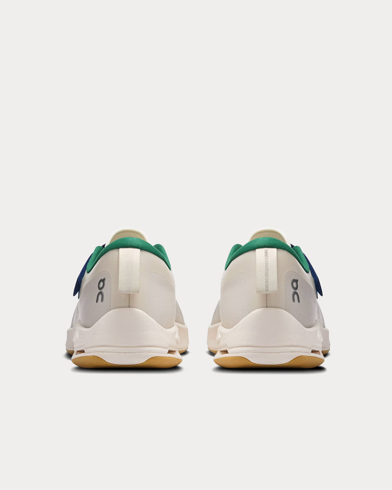 White On Running Slip-On Sneakers with Green Trim