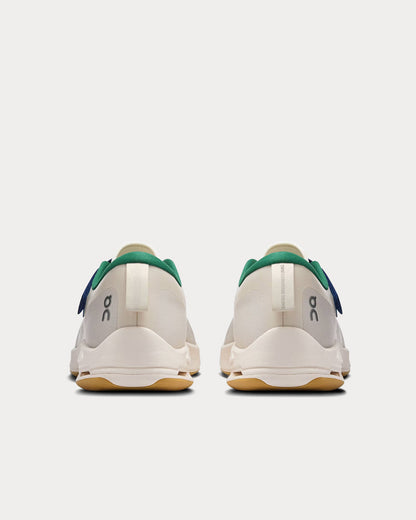 White On Running Slip-On Sneakers with Green Trim