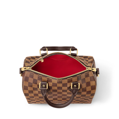 Louis Vuitton-Inspired Brown Damier Check Boston Bag