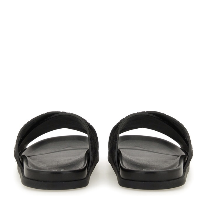 Gucci GG Canvas Crossover Slide Sandals Black Men's Designer Slides