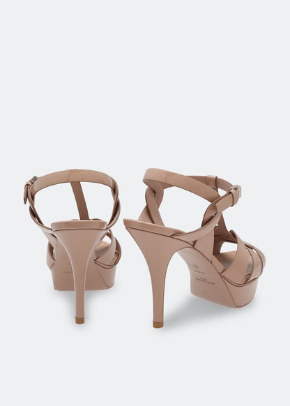 Saint Laurent Tribute Patent Nude High Heel Sandals