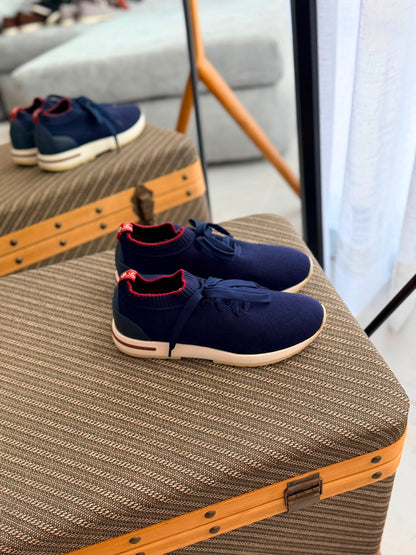 Loro Piana summer Walk Knit Sneakers in Navy Blue