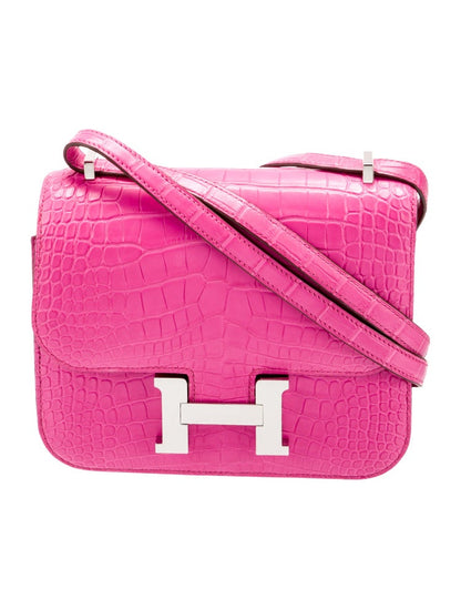 Hermès Constance-Inspired Rose Pink Croc-Embossed Bag