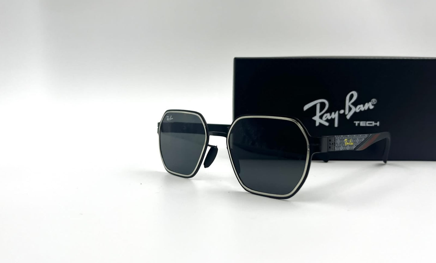 Ray-Ban Tech Hexagonal Black & Silver Sunglasses