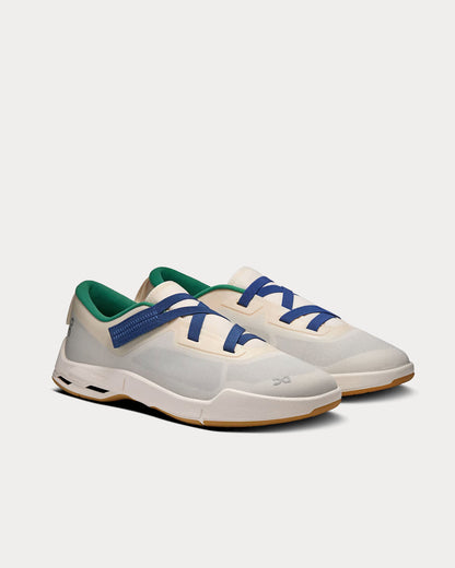 White On Running Slip-On Sneakers with Green Trim