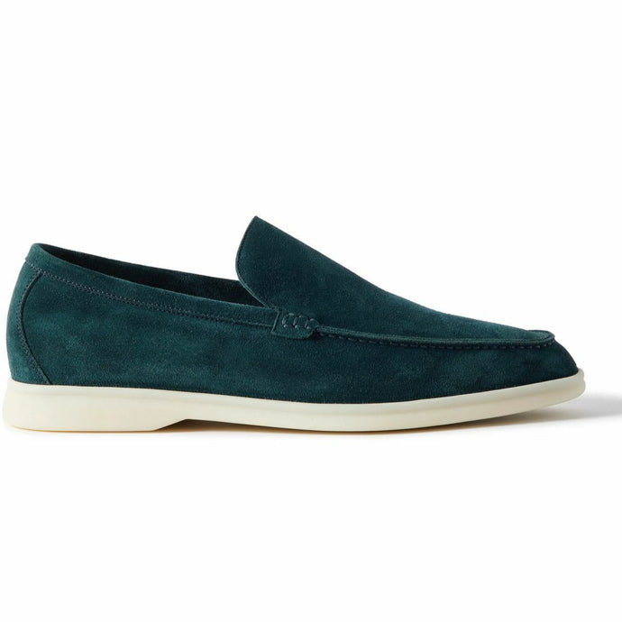 Loro Piana Men's Suede Leather Loafers – Forest Green