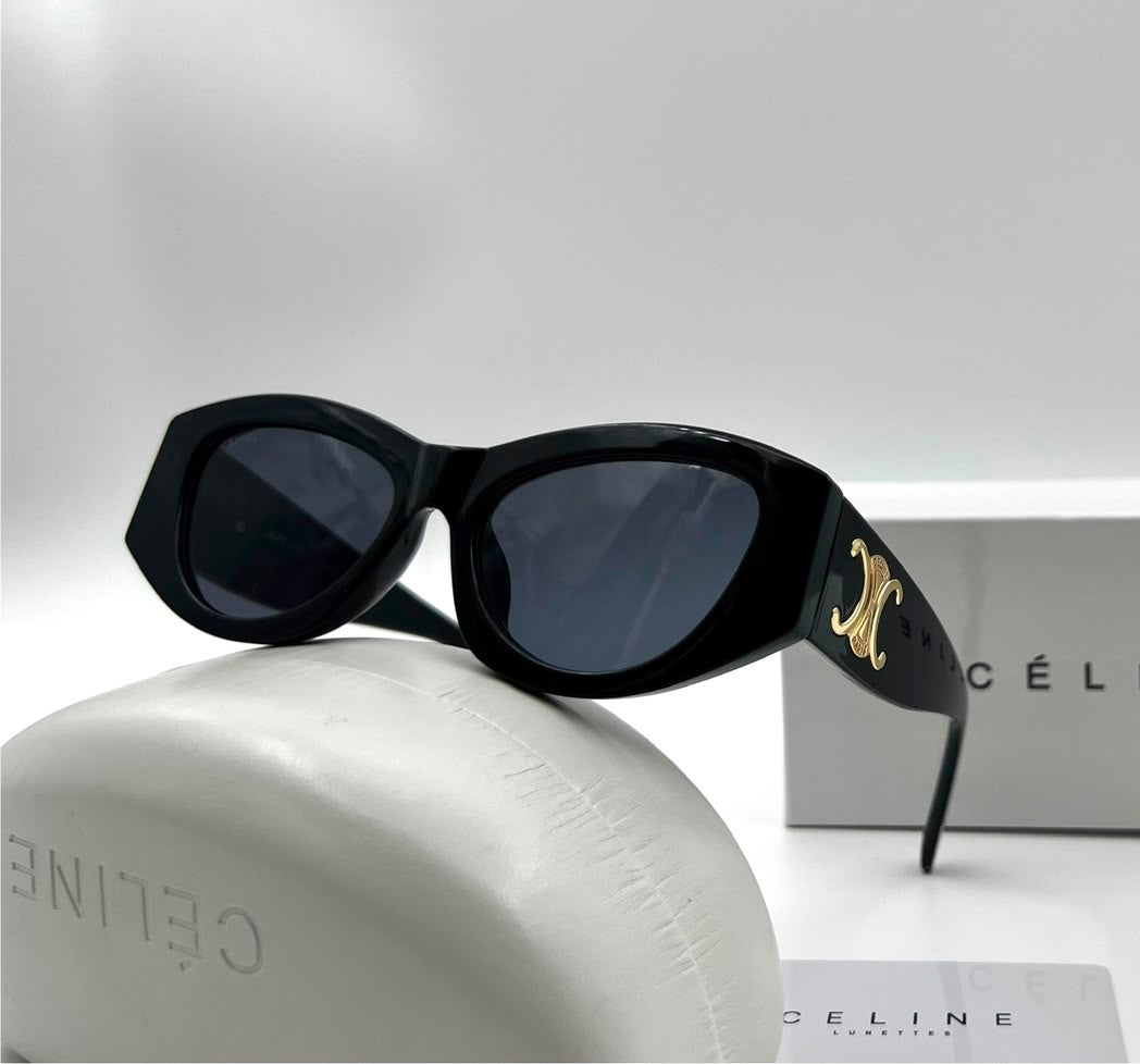 Sculpted Cat-Eye Sunglasses – Gold Arch Detail