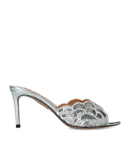Silver Crystal Embellished Heeled Sandals