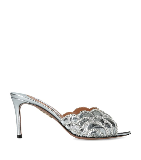 Silver Crystal Embellished Heeled Sandals