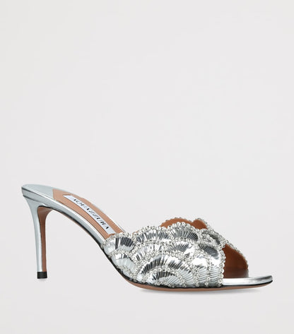 Silver Crystal Embellished Heeled Sandals