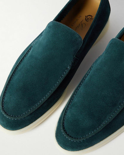 Loro Piana Men's Suede Leather Loafers – Forest Green