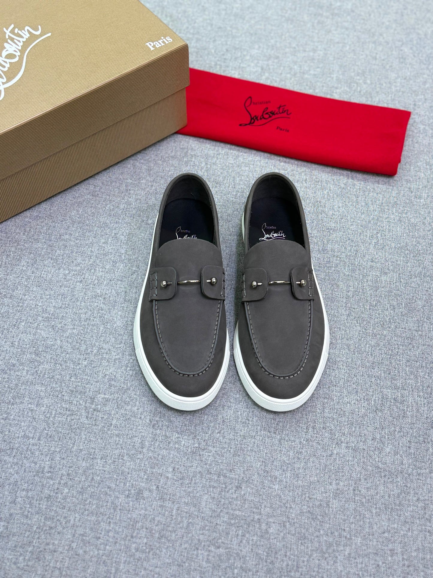 Christian Louboutin Grey Suede Bit Loafer Sneakers