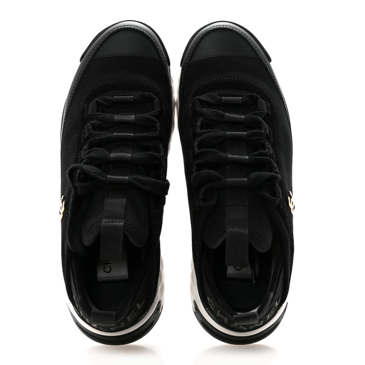 Chanel Mesh & Leather Platform Sneakers – Black & White