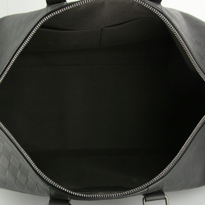 Black Checkered Leather Keepall Bandoulière-Inspired Duffle Bag
