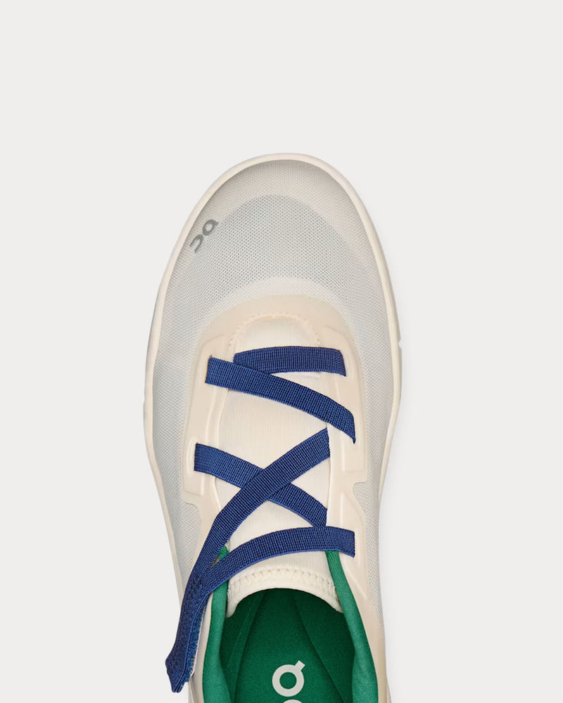 White On Running Slip-On Sneakers with Green Trim