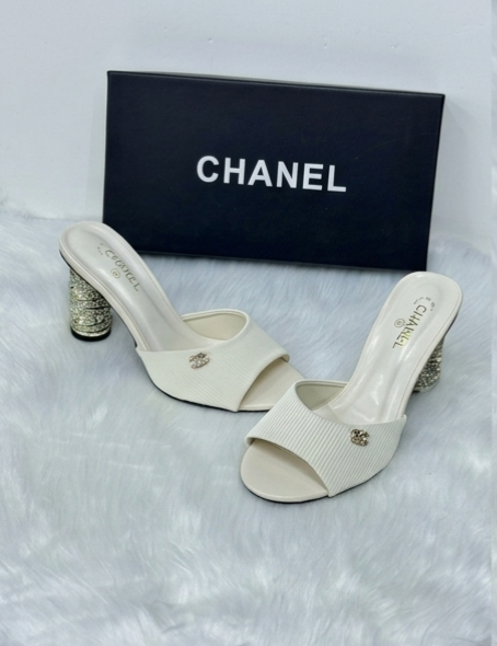 Chanel-Inspired Ivory Pearl Heel Slide Sandals