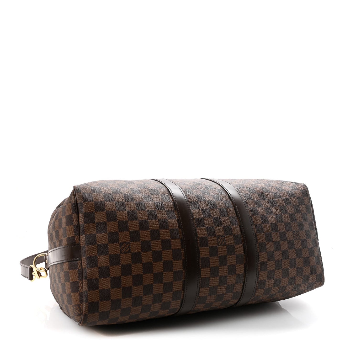 Brown Checkered Leather Keepall Bandoulière-Inspired Duffle Bag