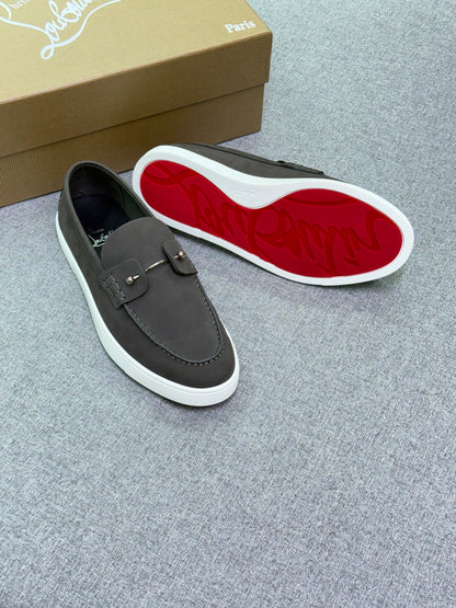 Christian Louboutin Grey Suede Bit Loafer Sneakers