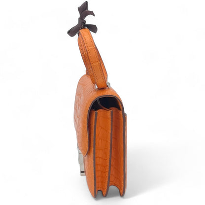 Hermès Constance-Inspired Orange Croc-Embossed Bag