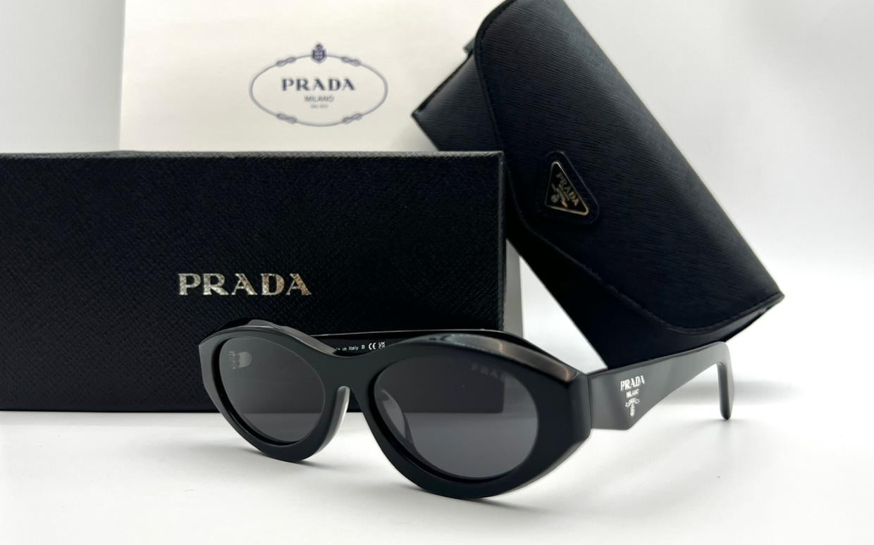 Prada Black Oval Acetate Sunglasses