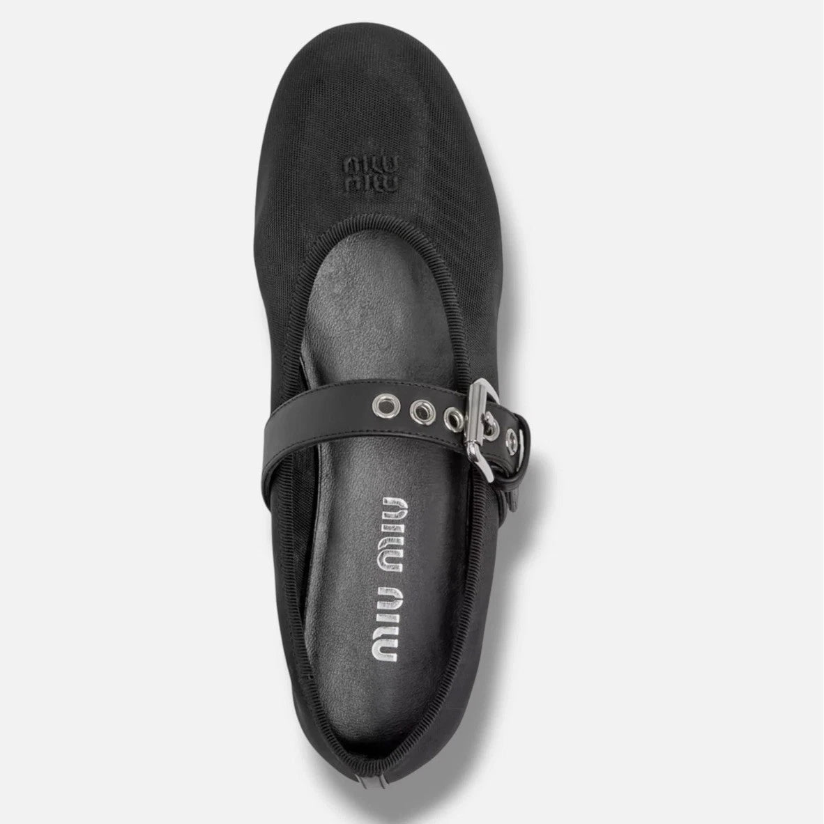 Miu Miu Black Buckle Mary Jane Flats