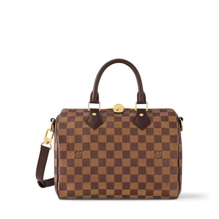 Louis Vuitton-Inspired Brown Damier Check Boston Bag
