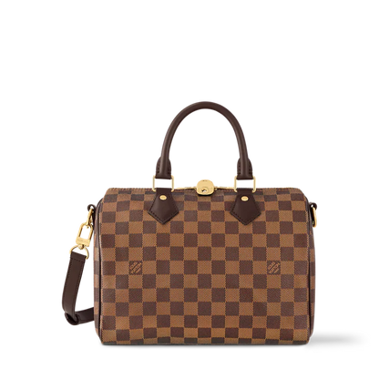 Louis Vuitton-Inspired Brown Damier Check Boston Bag