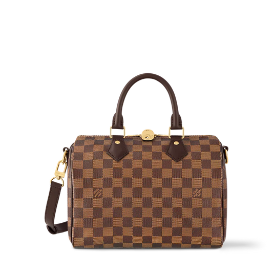 Louis Vuitton-Inspired Brown Damier Check Boston Bag
