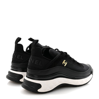 Chanel Mesh & Leather Platform Sneakers – Black & White