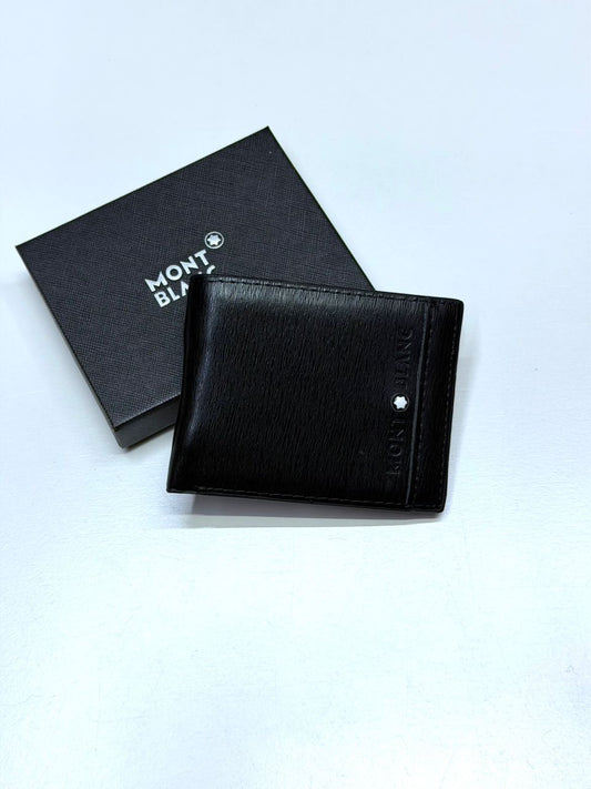 Black Textured Leather Montblanc-Inspired Bifold Men Wallet