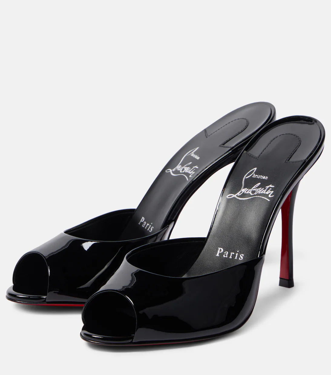 Christian Louboutin Me Dolly Women's Black Patent Leather Mule Sandals
