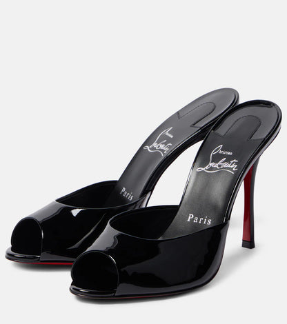Christian Louboutin Me Dolly Women's Black Patent Leather Mule Sandals