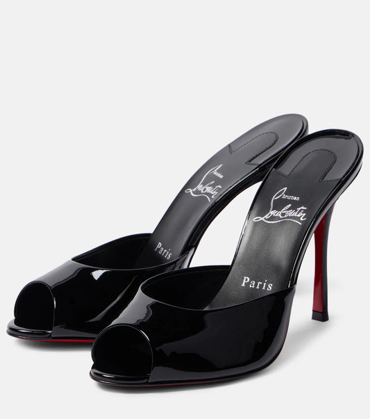 Christian Louboutin Me Dolly Women's Black Patent Leather Mule Sandals
